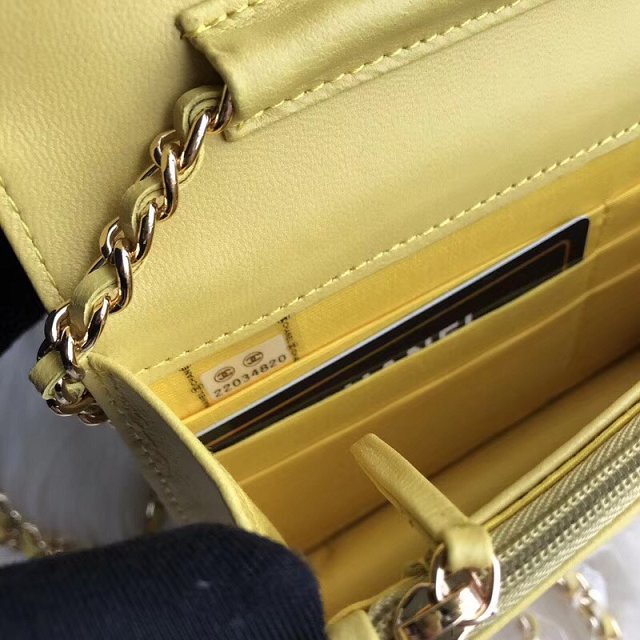 CC original lambskin leather woc chain bag 33814-1 yellow