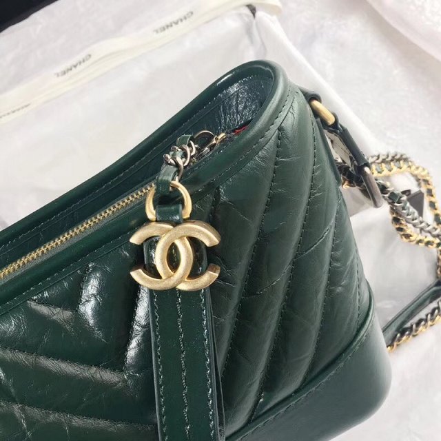 CC original aged calfskin gabrielle small hobo bag A91810 blackish green