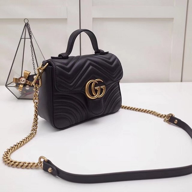 2019 GG marmont original calfskin mini top handle bag 547260 black