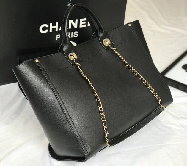 2019 CC original grained calfskin large shopping bag A57067 black 