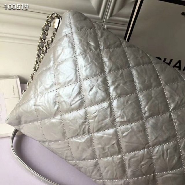 2019 CC original calfskin large flap bag A57085 silver