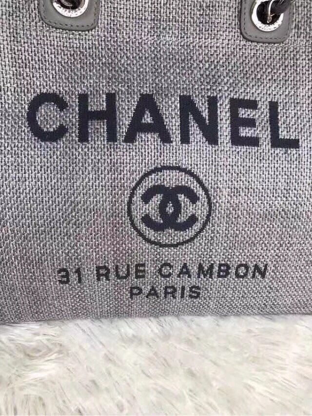 CC original canvas large shopping tote bag A66941 grey&black logo