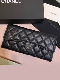 CC original calfskin classic flap wallet A80758 black
