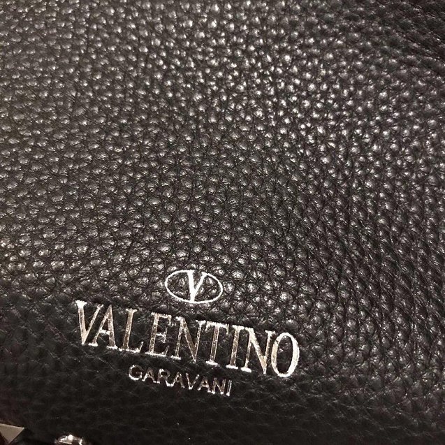 Valentino Garavani Rockstud calfskin shopper bag 0579 black&coffee