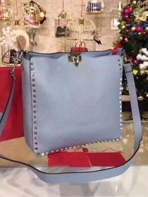 Valentino original calfskin rockstud large hobo bag 0941 blue