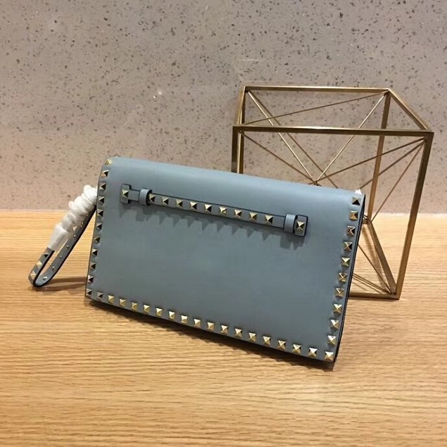 Valentino original calfskin rockstud clutch 0399 light blue