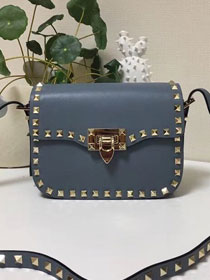 Valentino original calfskin rockstud mini shoulder bag 0124 light blue 