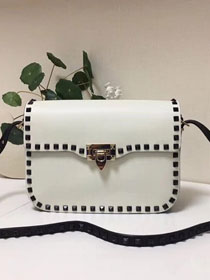 Valentino original calfskin rockstud shoulder bag 0125 white 