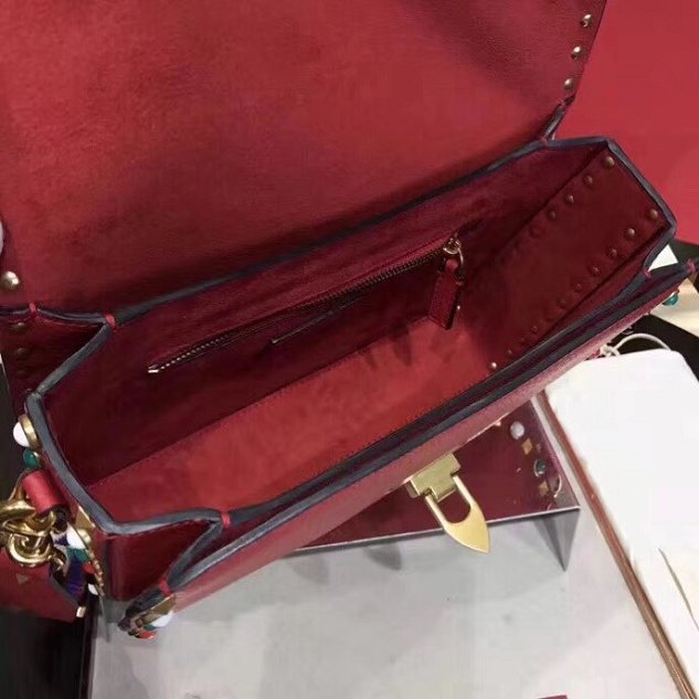 Valentino original grained calfskin multi-rockstud shoulder bag 0125 red