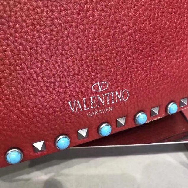 Valentino original grained calfskin rockstud shoulder bag 0125 red 
