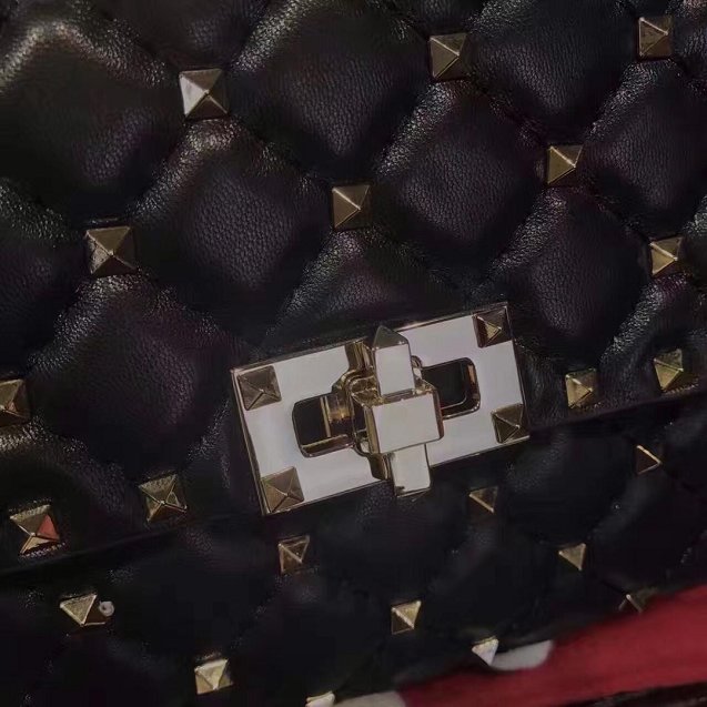 Valentino original lambskin rockstud spike crossbody bag 0137 black