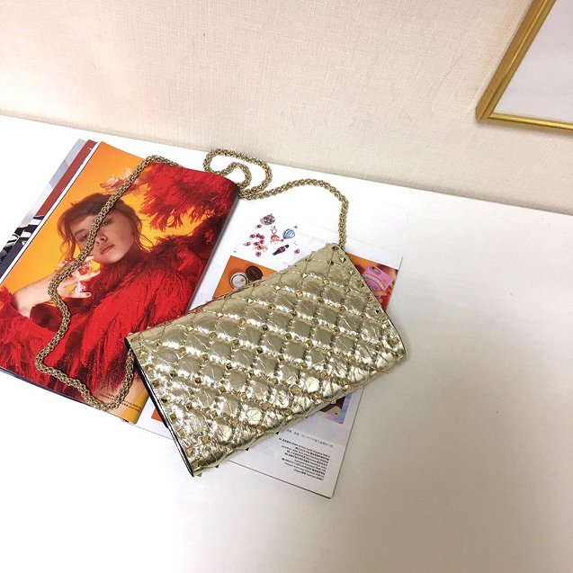 Valentino original lambskin rockstud spike crossbody bag 0137 gold