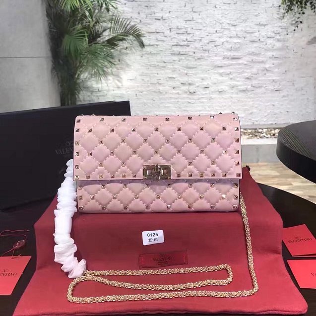 Valentino original lambskin rockstud spike crossbody bag 0137 pink