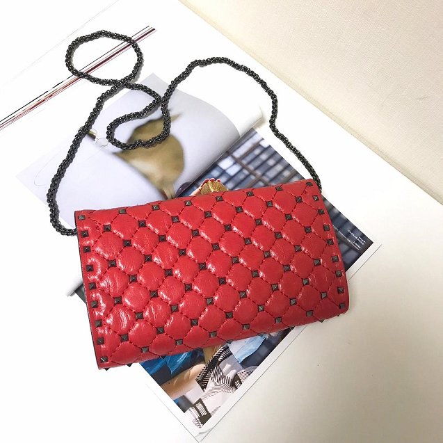 Valentino original lambskin rockstud spike crossbody bag 0137 red