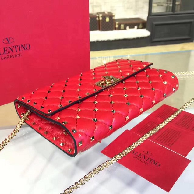 Valentino original lambskin rockstud spike crossbody bag 0137 red