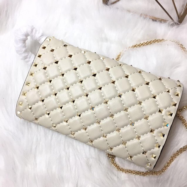 Valentino original lambskin rockstud spike crossbody bag 0137 white