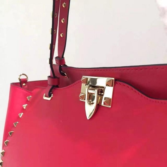 Valentino original smooth calfskin rockstud large tote bag 0970 red