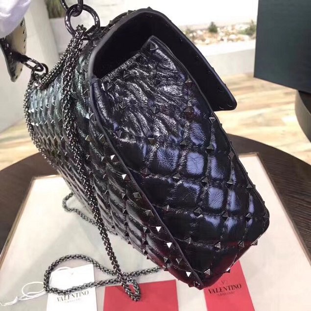 Valentino original lambskin rockstud large chain bag 0121 black