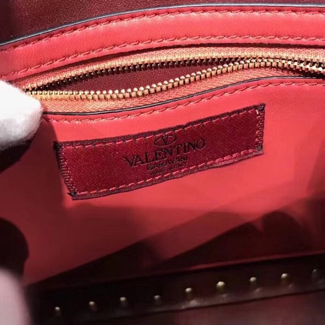 Valentino original lambskin rockstud medium chain bag 0122 burgundy