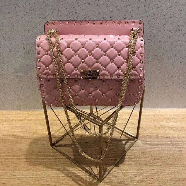 Valentino original lambskin rockstud medium chain bag 0122 pink