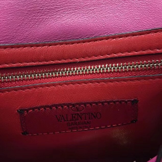 Valentino original lambskin rockstud medium chain bag 0122 rose red