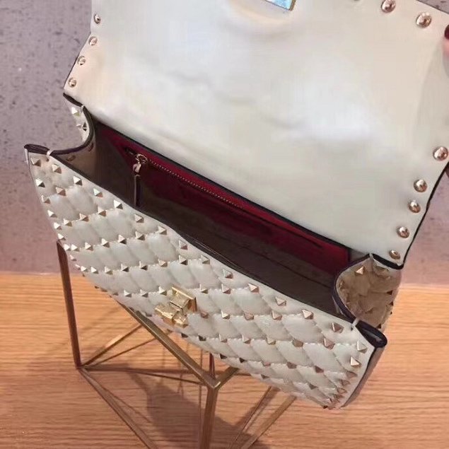 Valentino original lambskin rockstud medium chain bag 0122 white