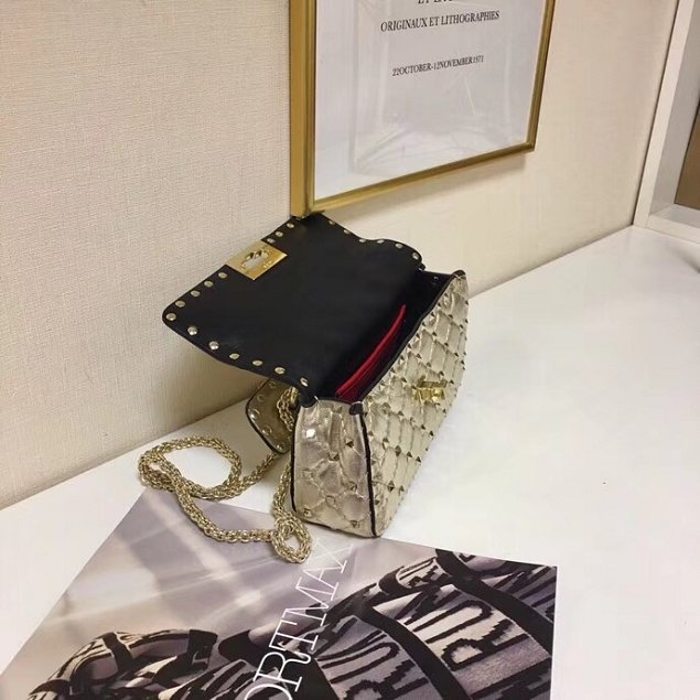 Valentino original lambskin rockstud small chain bag 0123 gold