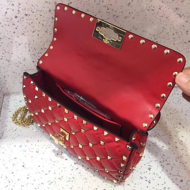 Valentino original lambskin rockstud small chain bag 0123 red