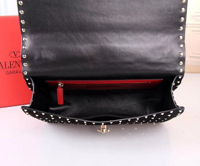 Valentino original suede rockstud large chain bag 0121 black