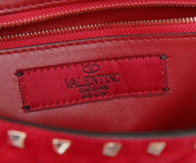 Valentino original suede rockstud large chain bag 0121 red