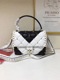 2019 Valentino original lambskin candystud handbag 0155 white&black