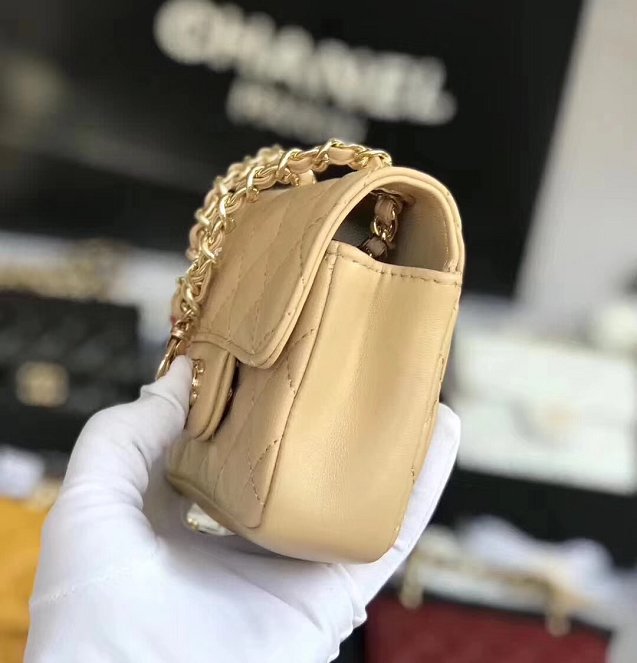 2019 CC original lambskin mini flap bag A35200 apricot