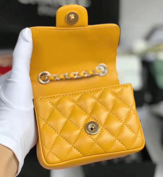 2019 CC original lambskin mini flap bag A35200 yellow