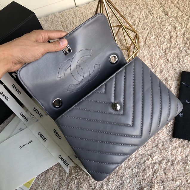 CC original lambskin top handle flap bag A92236-2 grey