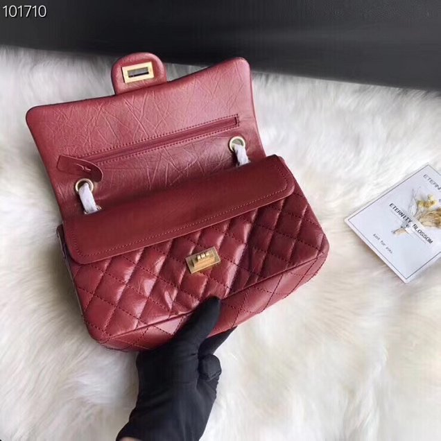 CC original aged calfskin 2.55 flap handbag A37586 wine red