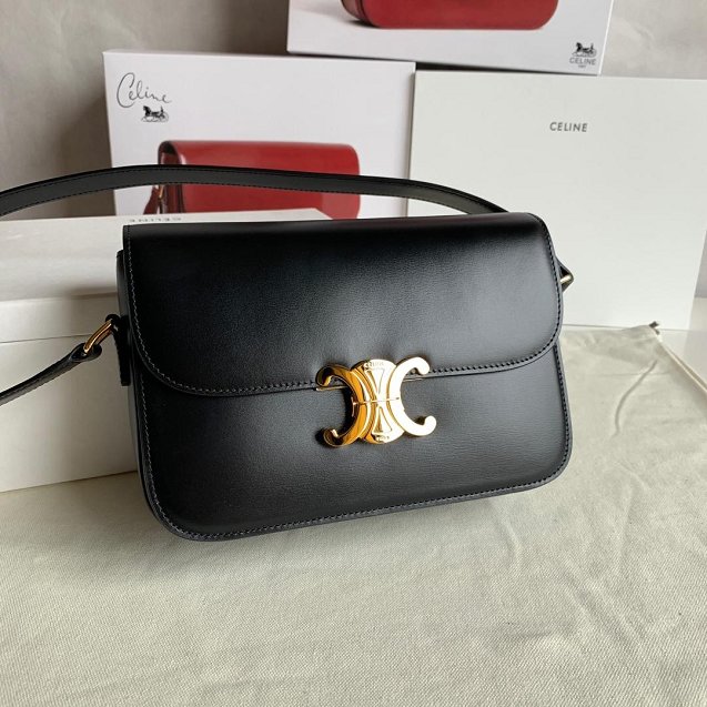 2019 Celine original calfskin medium triomphe bag 187363 black
