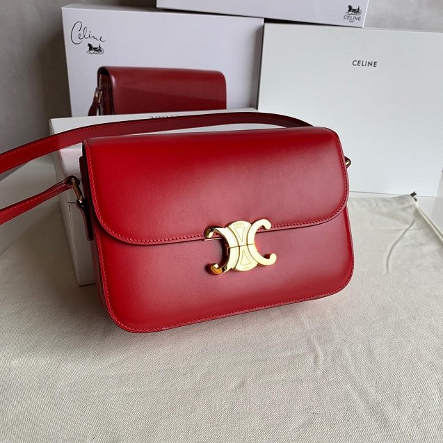 2019 Celine original calfskin medium triomphe bag 187363 red
