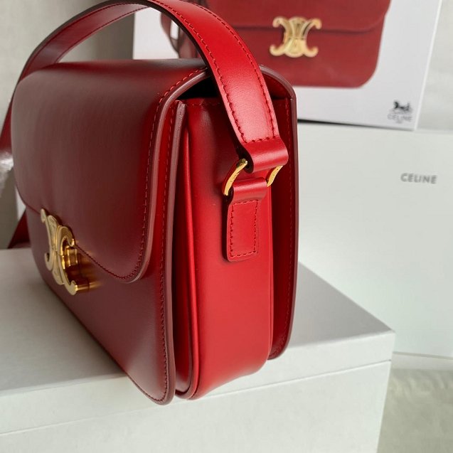 2019 Celine original calfskin medium triomphe bag 187363 red