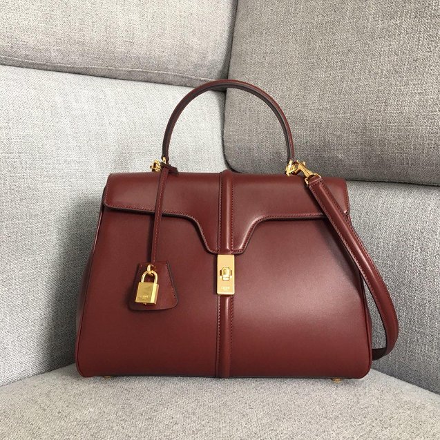 celine original smooth calfskin medium 16 bag 187373 bordeaux