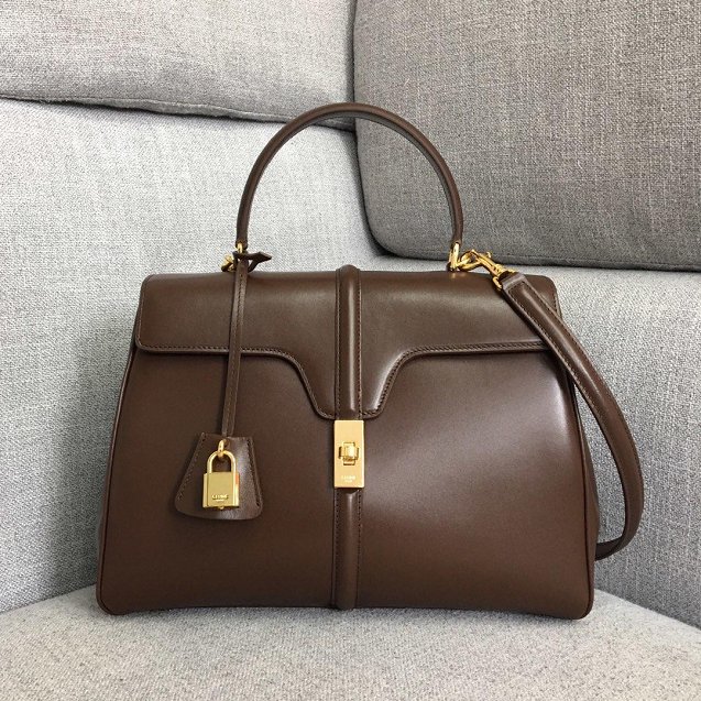 celine original smooth calfskin medium 16 bag 187373 brown