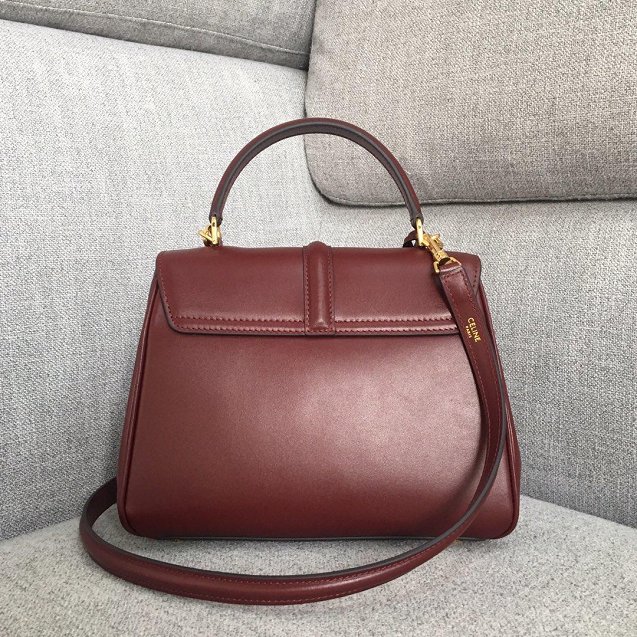 celine original smooth calfskin small 16 bag 188003 bordeaux