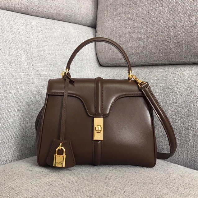 celine original smooth calfskin small 16 bag 188003 brown