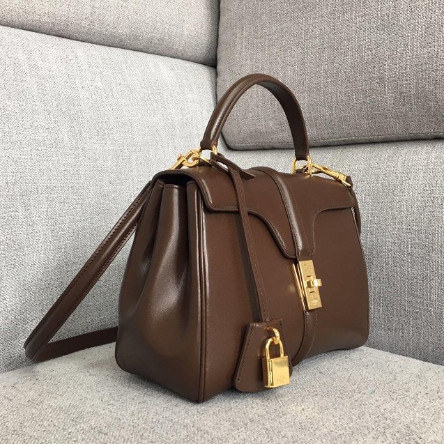 celine original smooth calfskin small 16 bag 188003 brown