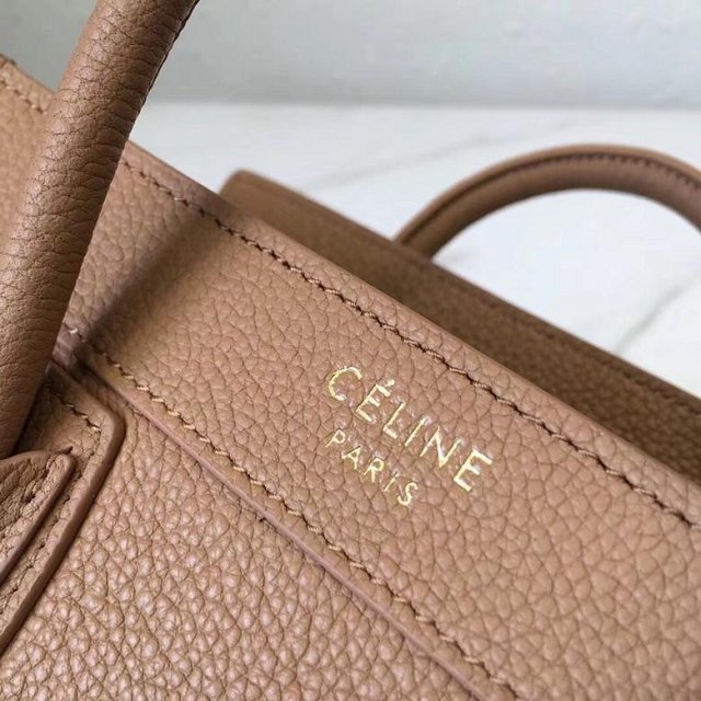 Celine original grained calfskin nano luggage bag 189243 apricot