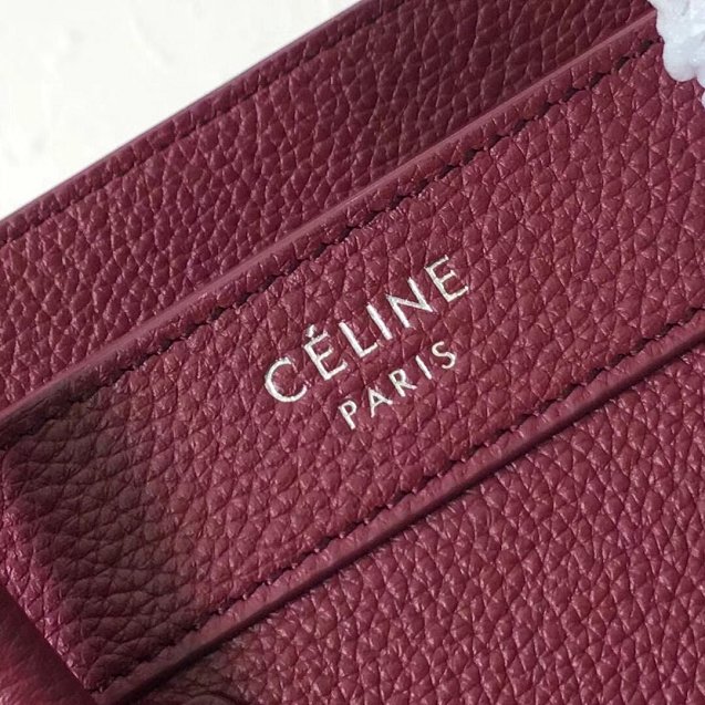 Celine original grained calfskin nano luggage bag 189243 burgundy