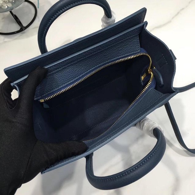 Celine original grained calfskin nano luggage bag 189243 navy blue
