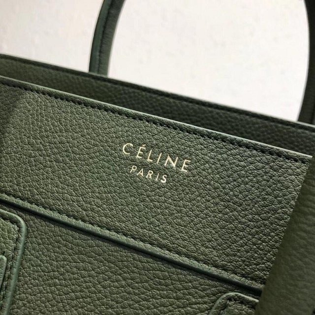 Celine original grained calfskin nano luggage bag 189243 olive