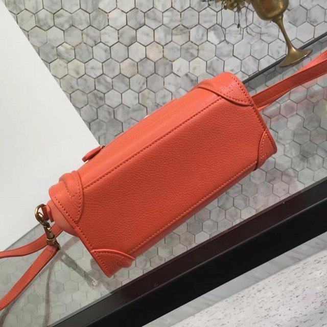 Celine original grained calfskin nano luggage bag 189243 orange