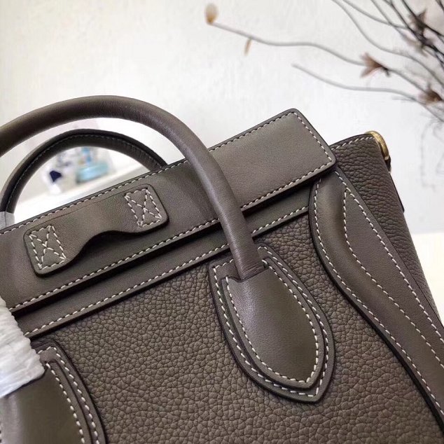 Celine original grained&smooth calfskin nano luggage bag 189243 dark grey