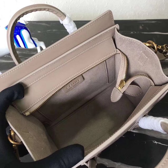 Celine original grained&smooth calfskin nano luggage bag 189243 light grey
